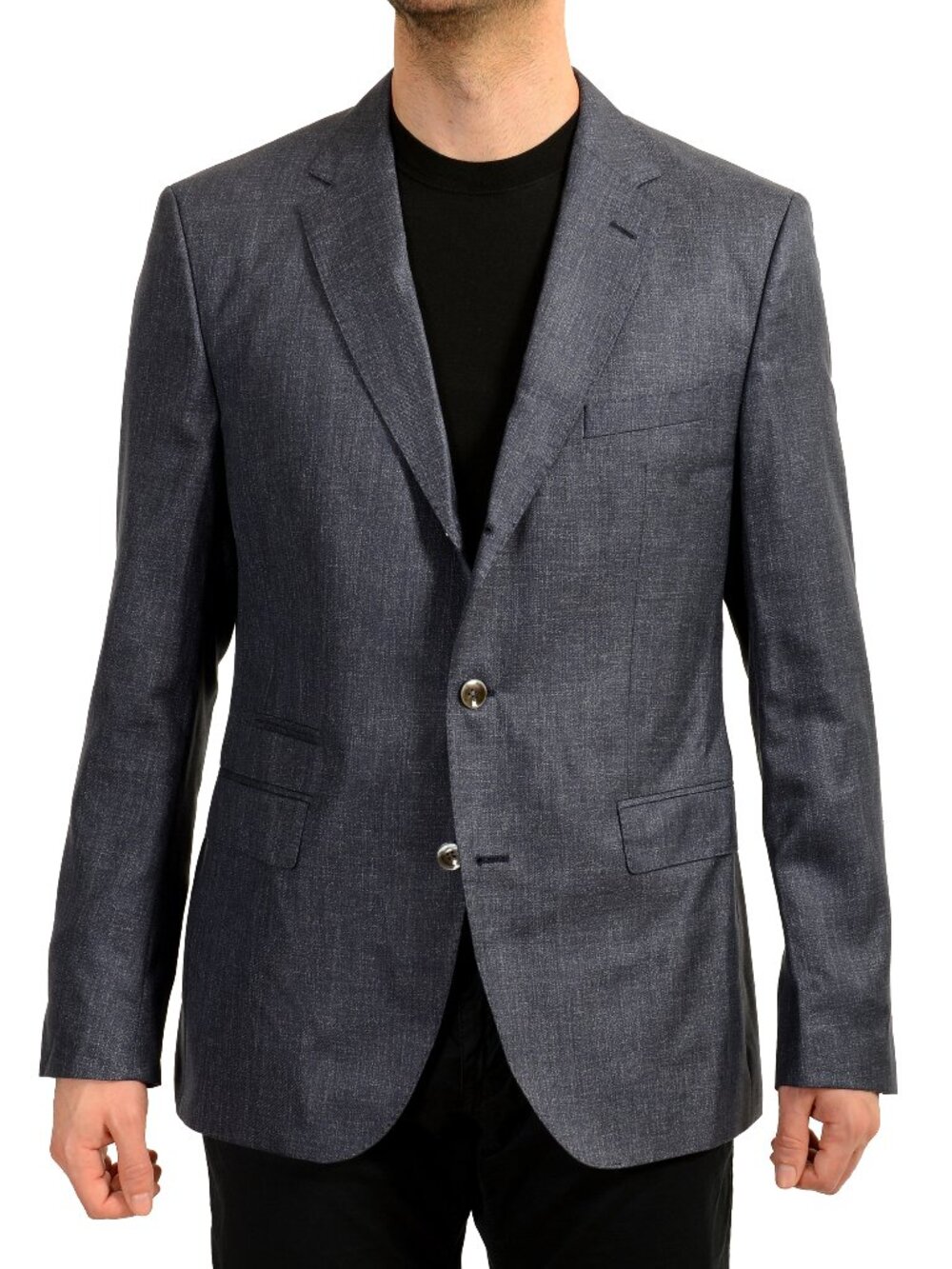 Hugo Boss Men's "Johnston3" Blue 100% Silk Two Button Blazer US 42R IT 52R